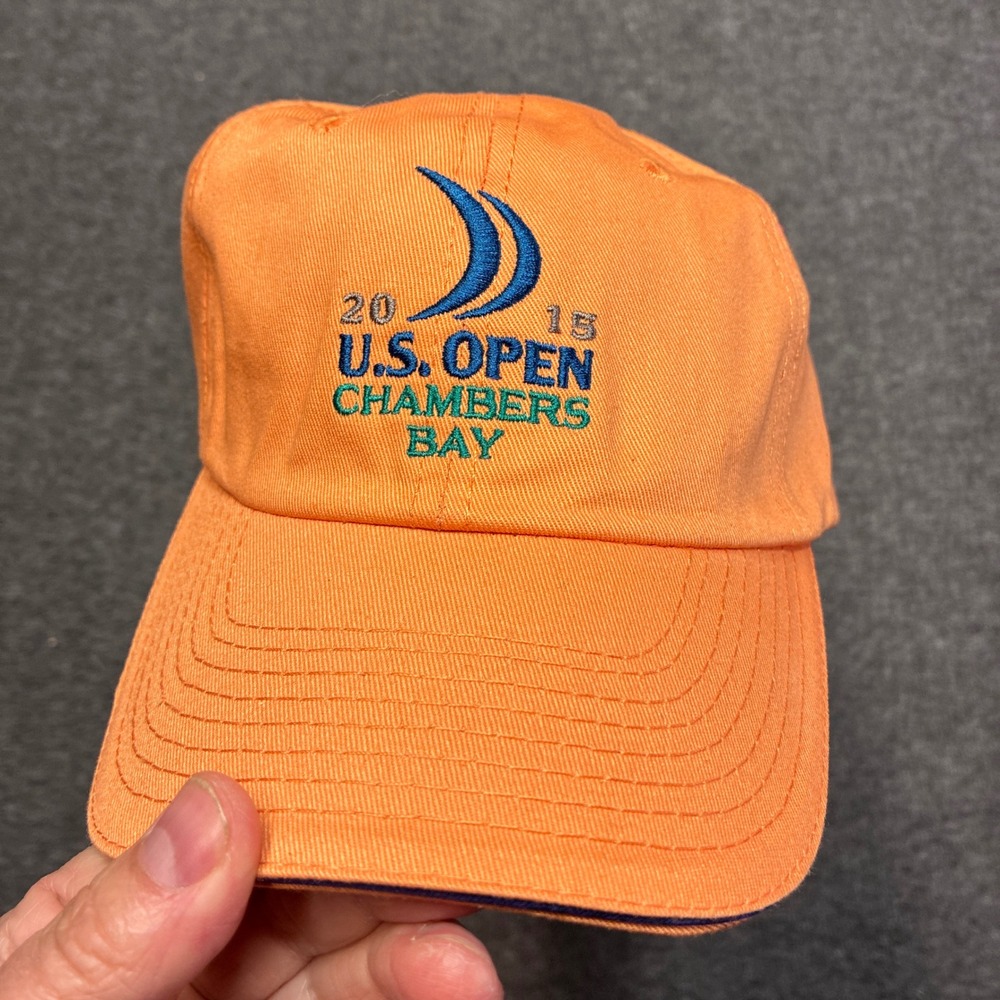 USGA Golf Hat Mens OSFA Orange 2015 US Open Chambers Bay Strapback